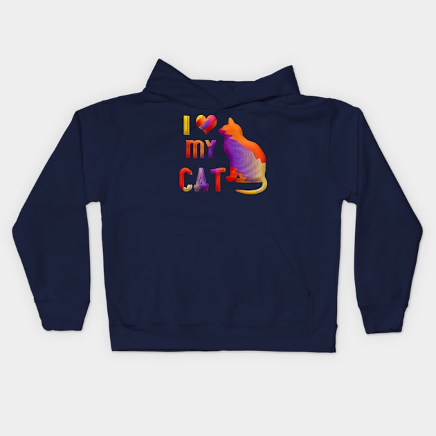 I LOVE MY CAT Kids Hoodie by NASMASHOP